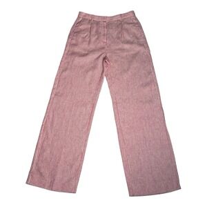 J. Crew Women's Wide-leg Essential pant in linen Size Striped 2 Pink White Color